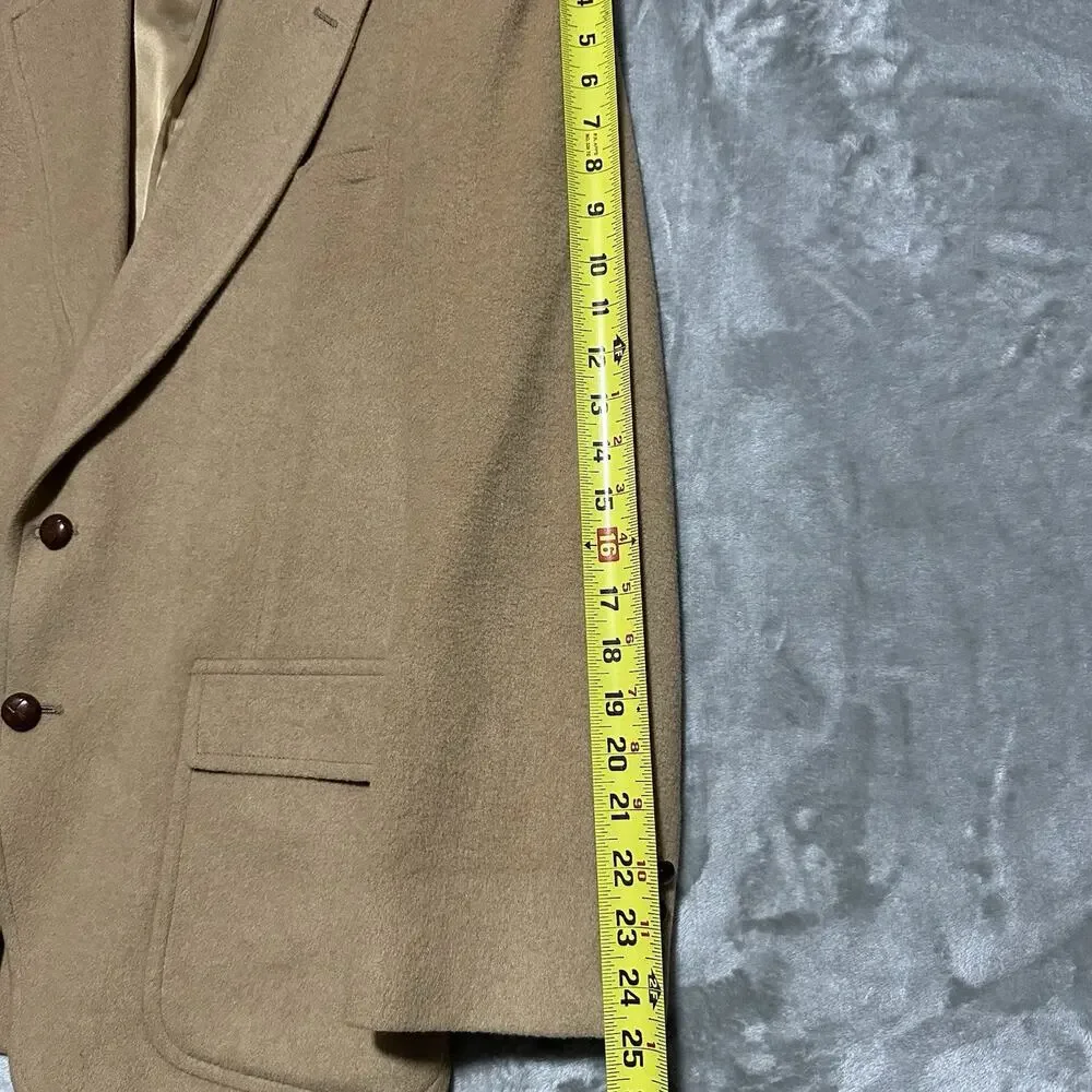 Vintage Barrister 100% Camel Hair Blazer Mens 44R Tan Union‎ Made USA Sport Coat